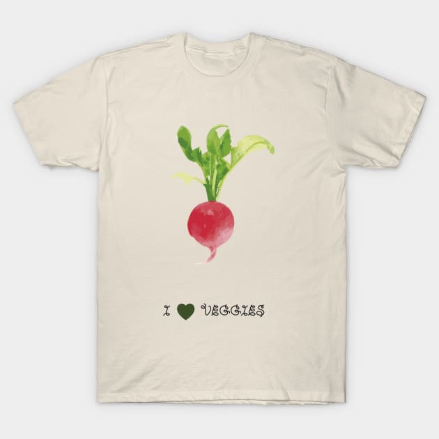 Radish - I love veggies T-Shirt by PrintablesPassions